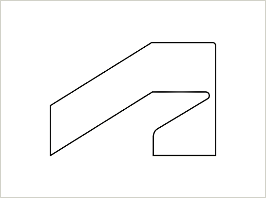 Minimal line drawing of geometric 3D shape (rectangular prism outline)