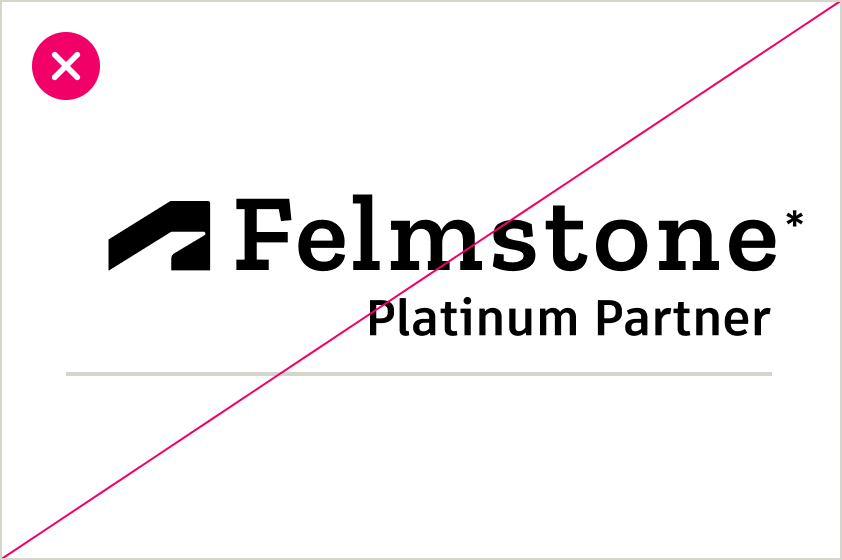 Incorrect usage of the Autodesk branding, incorporating Felmstone next to the Autodesk logo n the wordmark.