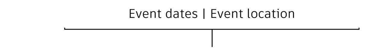 Example of how to format pipe separators with event date and location alongside partner branding.
